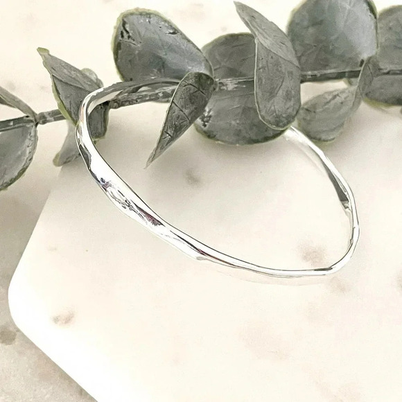 925 Sterling Silver Wavy Cuff Bracelet Dainty Bangle Bracelet, Stacking … - Picture 5 of 6
